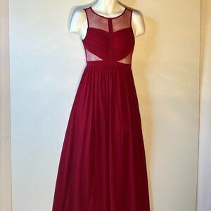 Maniju SZS Red Wine Mesh Cutout Grecian style maxi dress chic dressy comfy prom
